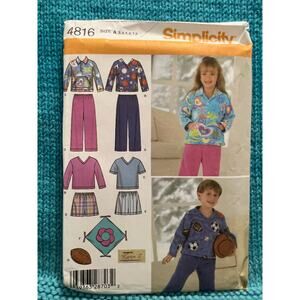 Simplicity 4816 Sewing pattern kids knit top pants shorts pillows